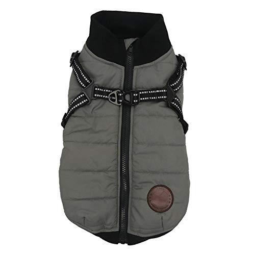 Hundemantel wasserdichte Jacke mit Harness Verdickung Warme Welpen Gepolsterte Puffer Weste Winddichte Hundekleidung für kleine mittelgroße Hunde von Wanyudz