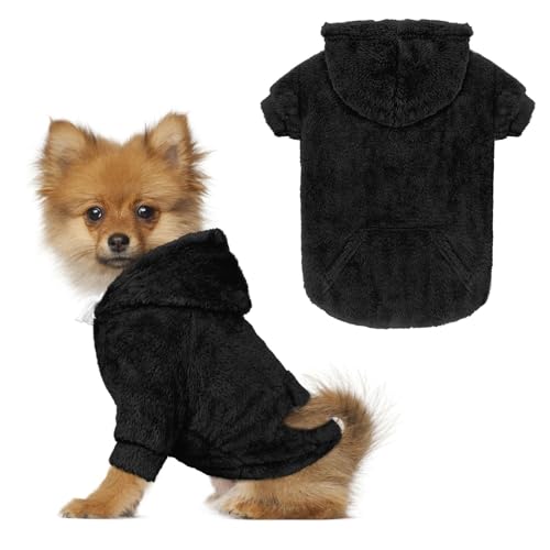 Hundepullover für mittelgroße Hunde, Hunde-Kapuzenpullover, warm, flauschiges Fleece, Sweatshirt mit Kapuze und Tasche, Loch für die Leine, gemütlich, für kaltes Wetter, Haustierpullover für kleine Hundepullover für mittelgroße Hunde, Hunde-Kapuzenpullover, warm, flauschiges Fleece, Sweatshirt mit Kapuze und Tasche, Loch für die Leine, gemütlich, für kaltes Wetter, Haustierpullover für kleine von Waoduld