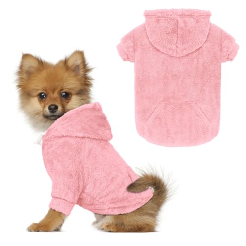 Hundepullover für mittelgroße Hunde, Hunde-Kapuzenpullover, warm, flauschiges Fleece, Sweatshirt mit Kapuze und Tasche, Loch für die Leine, gemütlich, für kaltes Wetter, Haustierpullover für kleine Hundepullover für mittelgroße Hunde, Hunde-Kapuzenpullover, warm, flauschiges Fleece, Sweatshirt mit Kapuze und Tasche, Loch für die Leine, gemütlich, für kaltes Wetter, Haustierpullover für kleine von Waoduld