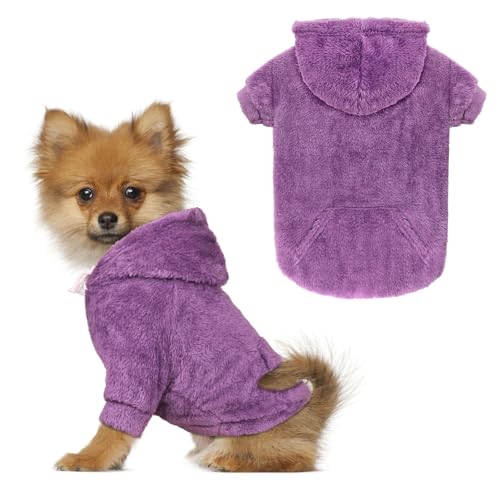 Hundepullover für mittelgroße Hunde, Hunde-Kapuzenpullover, warm, flauschiges Fleece, Sweatshirt mit Kapuze und Tasche, Loch für die Leine, gemütlich, für kaltes Wetter, Haustierpullover für kleine Hundepullover für mittelgroße Hunde, Hunde-Kapuzenpullover, warm, flauschiges Fleece, Sweatshirt mit Kapuze und Tasche, Loch für die Leine, gemütlich, für kaltes Wetter, Haustierpullover für kleine von Waoduld