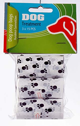 Warenfux24 Hundekotbeutel 3er Pack, 15 Beutel je Rolle (Weiß) von Warenfux24