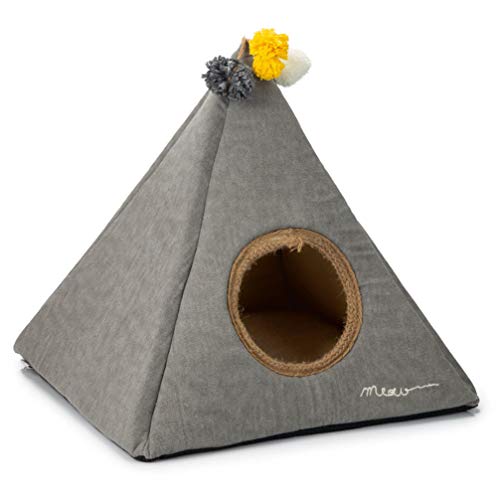 Warenhandel König Katzenzelt Piramido für Katzen und kleine Hunde mit Kissen als Höhle, Bett, Schlafplatz Farbe Grau von Warenhandel König
