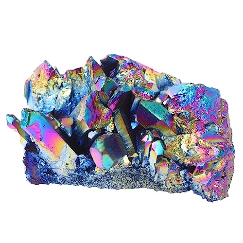 Warmhm 1stk Titanbeschichtetes Gestein Kristallgestein-Cluster Ornament Natürliche Cluster Citrin Geode Kristall Kristall-Cluster-schmuck Kristallverzierung Geode Exemplar Skulptur von Warmhm