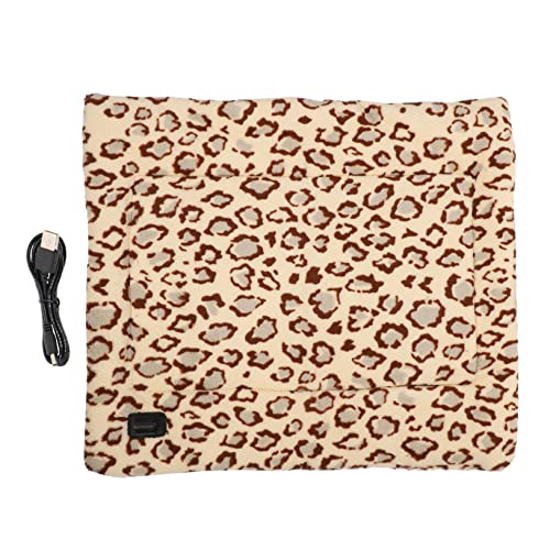 Warmhm 1 Stück USB Heizmatte für Haustiere Einstellbare Temperatur Waschbar Kompakt und Leicht für Kleine Hunde und Katzen Sicher und Praktisch für Winter Leopardendesign von Warmhm