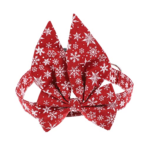 Warmhm 1 Stück Weihnachtliches Katzenhalsband mit Abnehmbarer Schleife Einstellbar Dekorativ Atmungsaktiv für Tägliches Tragen und für Kleine Katzen und Kätzchen von Warmhm