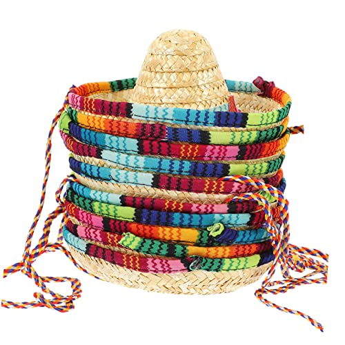 Warmhm 10 Stück Mini-Haustier mütze Hund Hut für Katze Sombrero weihnachtsmütze weinachtsmützen hussen Weihnachten Party Sachen Haustierzubehör Mini mexikanische Hüte Gras Colorful von Warmhm