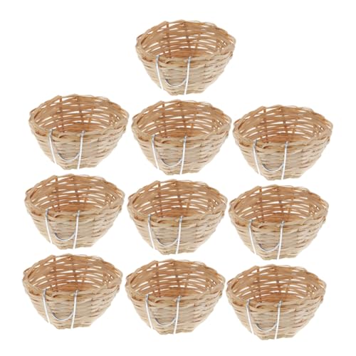 Warmhm 10 Stück Vogelhaus Handgewebtes Vogel Nest mit Haken für Balkon und Garten Deko für Kleine Wellensittiche und Nymphensittiche von Warmhm