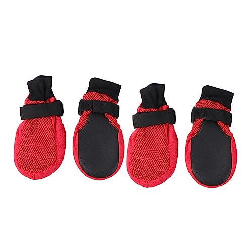 Warmhm 1Satz Atmungsaktive Hundeschuhe Rot rutschfeste für Welpen Pfotenschutz für Outdoor Aktivitäten Rauen Oberflächen von Warmhm