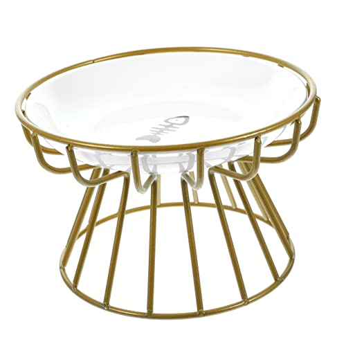 Warmhm 1Satz Erhöhte Keramikkatzenschale Mit Metallständer Erbrechen Futterstation Für Katzen Design Für Komfortable Fütterung Schüssel Warmhm 1Satz Erhöhte Keramikkatzenschale Mit Metallständer Erbrechen Futterstation Für Katzen Design Für Komfortable Fütterung Schüssel von Warmhm
