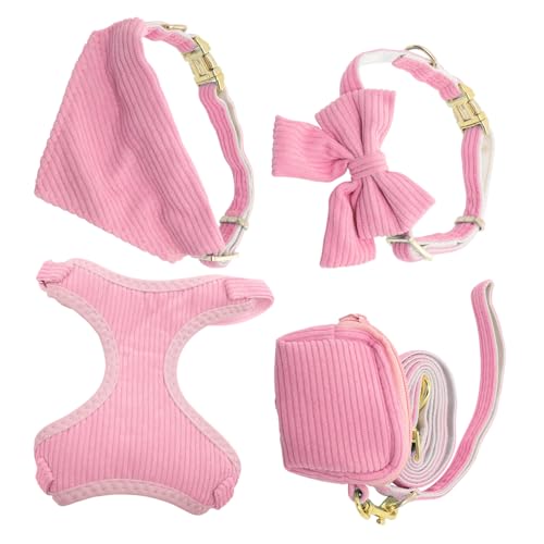 Warmhm 1Satz Hundegeschirr Mit Leine Und Bandana Atmungsaktive Weste Für Kleine Verstellbar Bequem Kotbeutelhalter von Warmhm