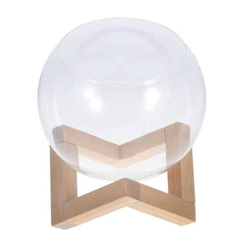 Warmhm 1Satz Hydroponischer mit Holzständer Mikrolandschafts Glasbehälter für Sukkulenten und Pflegeleicht für Schreibtisch Dekoration und Pflanzenvermehrung von Warmhm