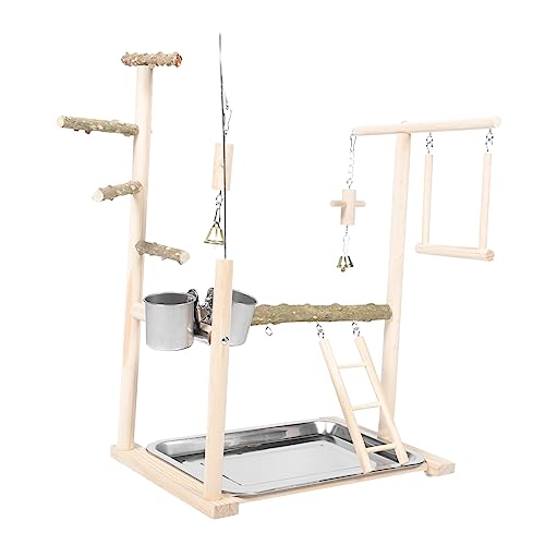 Warmhm 1Satz Papageien Spielplatz aus Hochwertigem Sitzstange für Sittiche Vogelspielzeug mit Feeder Cup Sicheres und Bequemes Design für Interaktive Zubehör von Warmhm