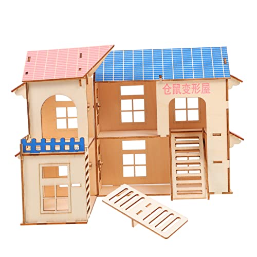 Warmhm 1Stück Hamster Holzhaus Mit Kletterleiter Mehrstöckige Villa Aus Natürlichem Holz Für Hamster Und Kleine Nager Sicheres Bewegung Und Spielspaß von Warmhm