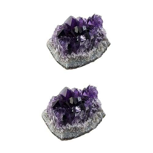 Warmhm 2st Amethyst-Cluster Aquarienkristall Naturrohe Heilsteine Cluster Aus Natursteinen Balancierende Felsen Kristall Unregelmäßig Druzy-geoden-Exemplar Juwel Violett Dekorationen von Warmhm