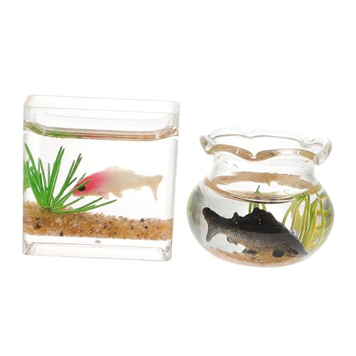 Warmhm 2 Stück Simuliertes Miniatur-Aquarium Dekoration Für Künstlich 1:12 Aquarium Mini - Mini-Aquarium-puppenhaus Mini-hausaquarium Miniatur-fischglas Für Puppenhaus Acryl Colorful von Warmhm