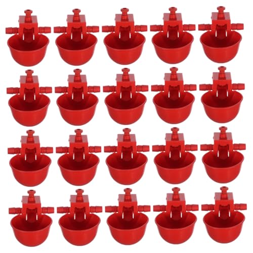 Warmhm 20Stücke Automatische Tränke für Hühner und Wachteln Einstellbare Wassermenge Wasserspender für Tauben und Vögel für Geflügelzucht Rot von Warmhm