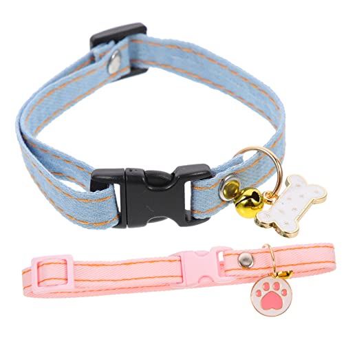 Warmhm 2Stücke Katzenhalsband mit Druckmuster Teiliges Süßes Halskragen Design für Kätzchen und Katzen für Tägliche Nutzung und Besondere Anlässe mit Glöckchen für von Warmhm