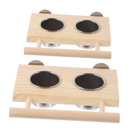 Warmhm 2Stücke Papagei Futterschalen mit Holzständer Futter und Wasserbecher für Sicher für Papageien und Kleine Warmhm 2Stücke Papagei Futterschalen mit Holzständer Futter und Wasserbecher für Sicher für Papageien und Kleine von Warmhm