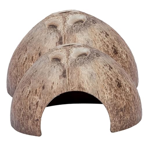 Warmhm 2Stücke Terrarium Reptilienhöhlen aus Natürlichem Kokosmaterial Bezauberndes Terrariendekor Versteck für Schildkröten Eidechsen und Skorpione für Stressfreies von Warmhm