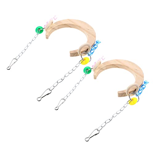 Warmhm 2stücke Vogelständer Für Papageien Aus Holz Sittichkäfig-dekor Papageienspielzeug Mit Mondform Vogeltrainingszubehör Für Käfig Balance-Spielzeug Für Ziervögel Und Vögel von Warmhm