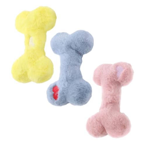 Warmhm 3 Stück Hundekauspielzeug Mit Sound, Knochenform, Waschbares Plüsch-quietschspielzeug, Welpen-kauspielzeug, Interaktives Hundespielzeug, Haustier-kauspielzeug von Warmhm