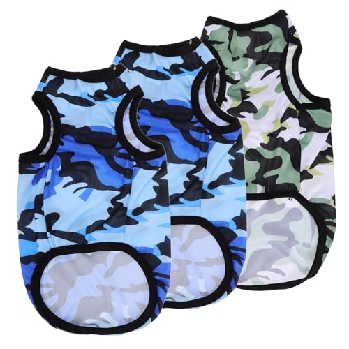Warmhm 3Stücke Hundehemd Mit Süßem Camouflage Atmungsaktive Und Winddichte Sommerweste Für Kleine Haustiere Für Stil von Warmhm