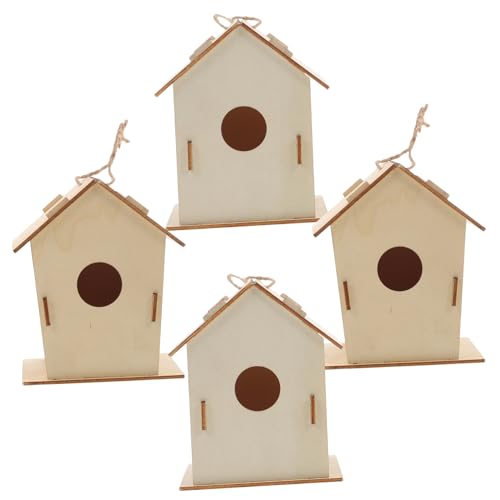 Warmhm 4 Stück DIY Gespleißtes Vogelnest Material Basteln Für DIY Birdhouse Kits Für Vogelhäuser Verschachtelung Vogelhaus Unbemalt Unvollendet Handwerk Hölzern von Warmhm