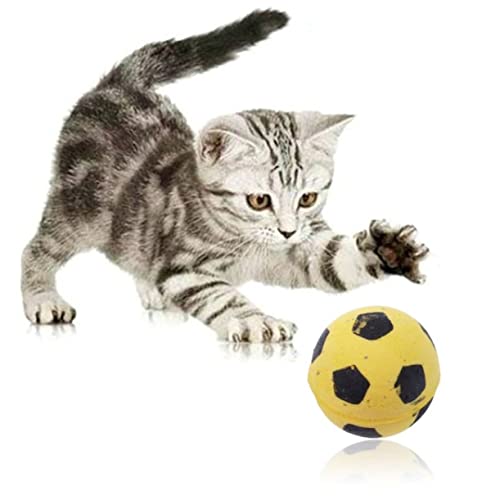 Warmhm 4Stücke Fußball für Katzen Interaktives Katzenspielzeug mit Süßem Fußballdesign Fördert und Schützt für Haustierbeschäftigung von Warmhm