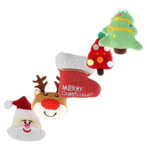 Warmhm 5 Stück Katzen Weihnachts Teiliges Interaktives Plüschspielzeug für Kätzchen Weihnachtsbaum Weihnachtsmann und Rentier für Drinnen Zahnpflege von Warmhm