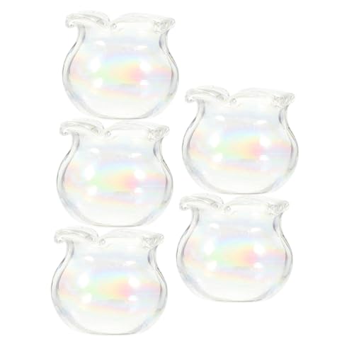 Warmhm 5 Stück Puppenhaus Aquarium bunt Schüssel Kleiner Fischtank Exquisite Miniatur-Fischschalen Mini-Aquarium- Miniatur-Handwerk winziges Aquarium-Ornament winzige Dinge Glas von Warmhm