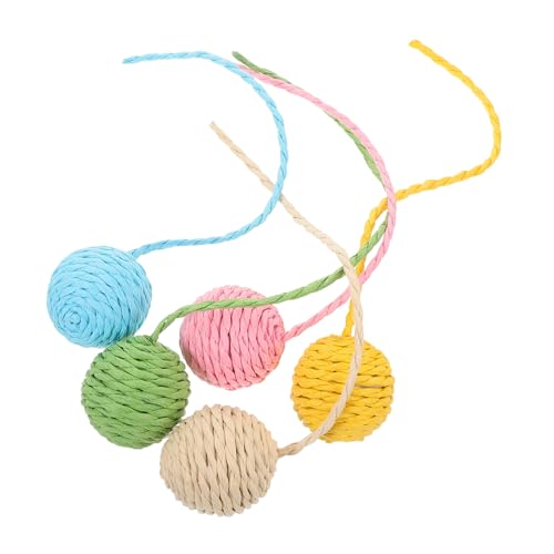 Warmhm 5 Stück Teiliges Katzenspielzeug mit Ersatzbälle aus Sisal für Kratzbäume Interaktive Jagdinstinkte für Spielspaß von Warmhm