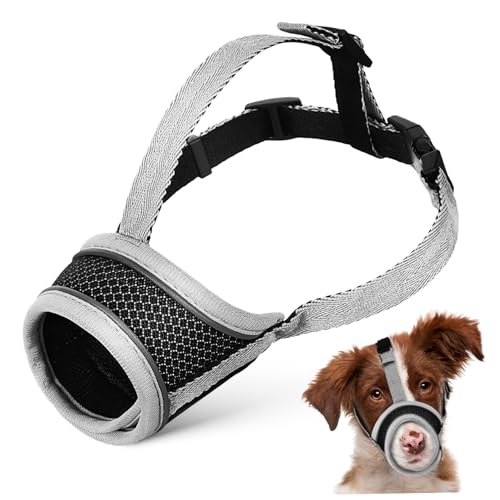 Warmhm Atmungsaktive Hundemaske Aus Verstellbare Und Bequeme Schützt Beißen Für Training Und Tierarztbesuche Silberfarben von Warmhm