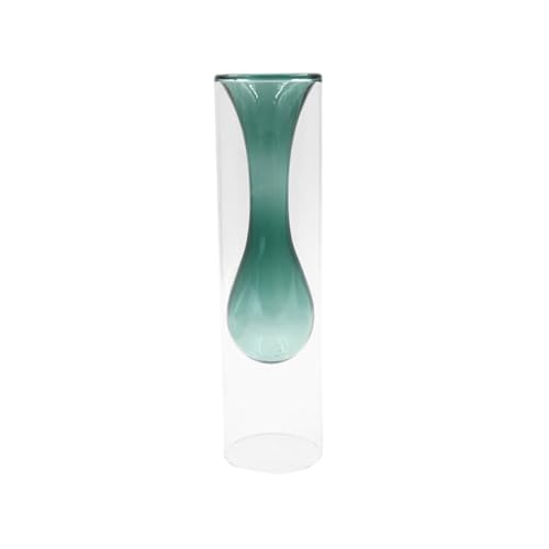 Warmhm Doppelwandige Glasvase Grün Transparente Blumenvase Für Tischdekoration Und Pflanzen Home Accessoire Für Stilvolle Inneneinrichtung Für Pflanzen von Warmhm