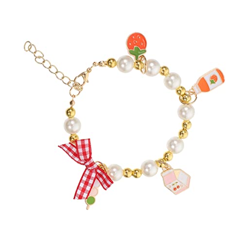 Warmhm Einstellbare Katzenhalskette mit Perlen und Schleife Eleganter Schmuck für Haustiere Bequem und Langlebig Perfektes Zubehör für Unvergessliche von Warmhm