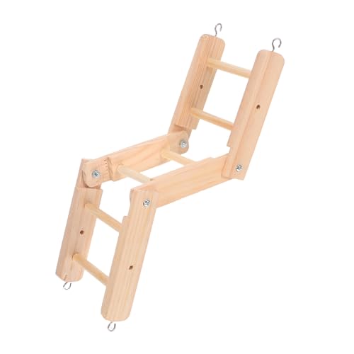 Warmhm Holzleiter Für Haustiere Zum Klettern Sitzstange Für Papageienkäfig Hängeleiter Für Vögel Zum Spielen Faltbares Vogelkletterspielzeug Aus Massivem Holz von Warmhm