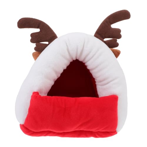 Warmhm Hamster Weihnachtsnest aus Gemütliches Ruhehaus für Kleine Tiere Kreatives Rentier Design für Wintermonate Platzsparend und Sicher von Warmhm