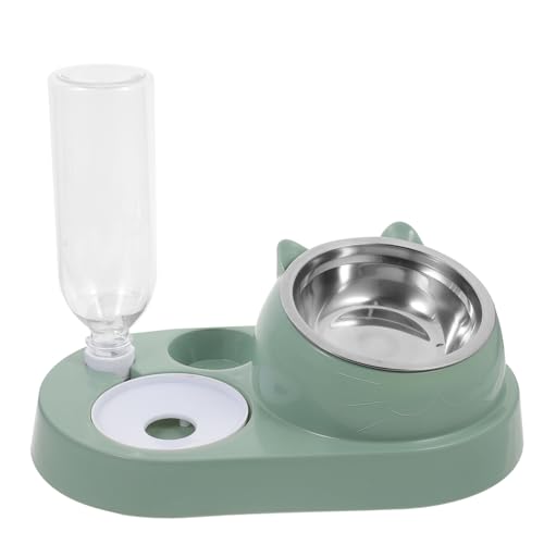 Warmhm Haushaltshütte Abnehmbarer Wasserspender Für Haustiere Multifunktionale Futter Und Wasserschale Für Katzen Große Dunkle Grüne Ausführung Mit Schüssel von Warmhm