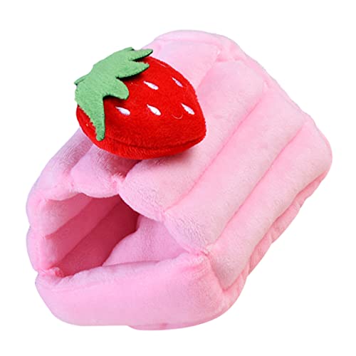Warmhm Haustierbett Hütte Für Hamster Ratten Und Meerschweinchen Gemütliches Erdbeer Design Und Tragbar Für Kleinen Nager Für Sichere Ruheplätze von Warmhm