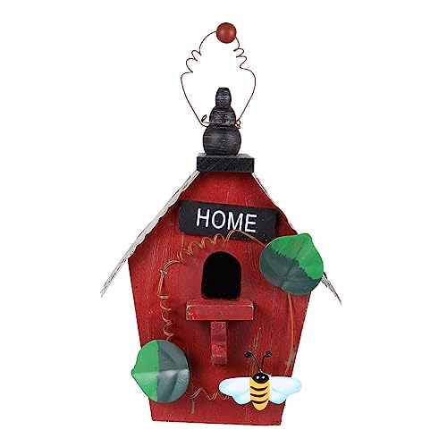 Warmhm Holz Vogelhaus Hängend für Garten Deko Rustikales Design Konstruktion als Vogel Nest Hänger für Garten und Balkon Einzigartige Holzverzierung für Heim und Geschäft von Warmhm