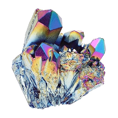 Warmhm Kristall-Cluster-edelstein Kristall-Cluster-geode Regenbogen-Aura-kristall Kristall-Cluster-Steine Galvanischer Kristall Desktop-kristall-Cluster Geschenk Haushalt Weißer Kristall von Warmhm