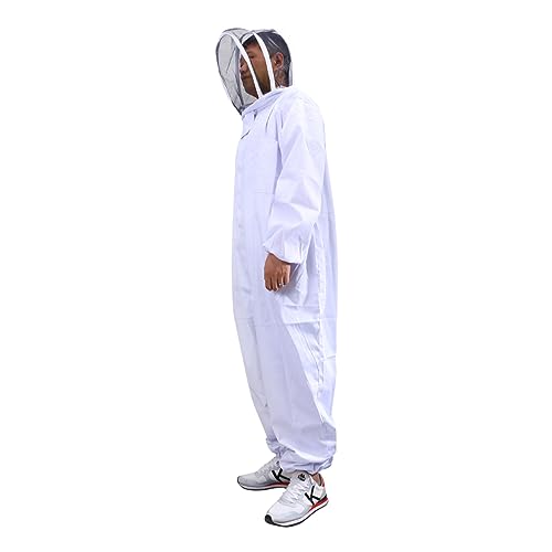 Warmhm Professioneller Imkeranzug Mit Abnehmbarer Schleierhaube XXL Weiß Stichfest Elastische Bündchen Für Optimalen Bienenstichen Für Bienenzucht von Warmhm