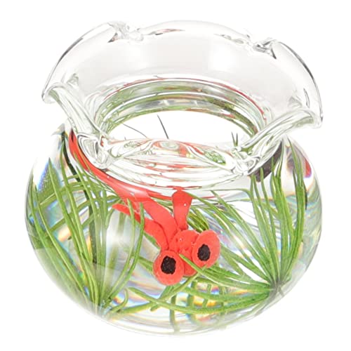 Warmhm Puppenhaus Aquarium Gefälscht Dekorationen Für Aquarien Kleiner Fischtank Mini Fischtankdekor Fischglas Schüssel Panzer Ornamente Puppenhauszubehör Transparent Plastik von Warmhm