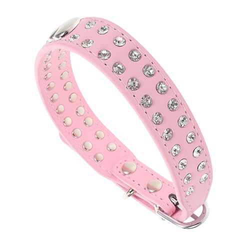 Warmhm Verstellbares PU Halsband mit Strass Funkelnde Halskette für Kleine und Mittelgroße Hunde Schmuck für Partys und Feiertage von Warmhm