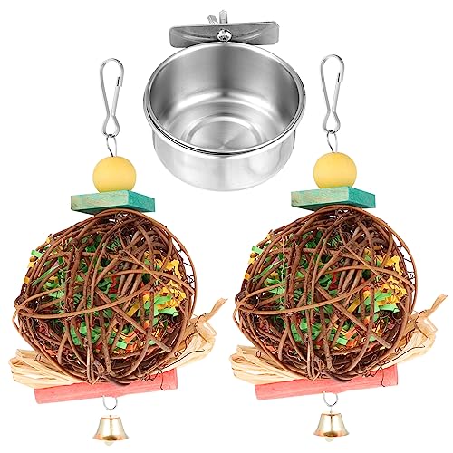 Warmhm Vogelfutter und Spielzeugset Fütterungstasse mit Rattankugel für Kleine Multifunktionale Käfigzubehör für Papageien Sittiche und Andere Haustiere Warmhm Vogelfutter und Spielzeugset Fütterungstasse mit Rattankugel für Kleine Multifunktionale Käfigzubehör für Papageien Sittiche und Andere Haustiere von Warmhm