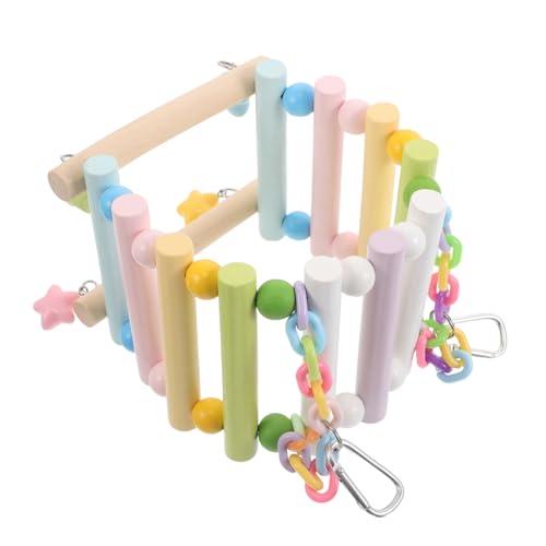Warmhm Vogelkäfig-schaukelspielzeug, Farbig: Hängende Papageienstange Aus Holz Mit Glocke Und Karabiner Für Mittelgroße Vögel – Käfigbefestigungsspielzeug Zum Kauen Und Klettern, Einfach von Warmhm