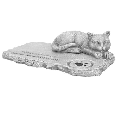 Warmhm Wasserdichter Katzengedenkstein Für Außenbereich Kreative Katzenfigur Als Dekorativer Grabstein Für Haustiere Für Garten Und Gedenkstätte Ansprechendem Steingrau von Warmhm