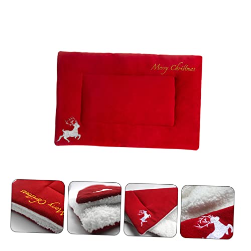 Warmhm Weihnachtliche Haustiermatte aus Plüsch Waschbare Dicke Hundedecke für Katzen und Hunde Warmes Komfortables Schlafkissen mit Weihnachtsmotiv für Kalte von Warmhm