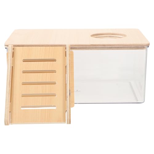 Warmhm Wiederverwendbare Hamster Badebox Mit Holzleiter Transparente Sandbadewanne Für Haustiere Zu Reinigen Und Hygienisch Für Hamster Und Kleine Teilig von Warmhm