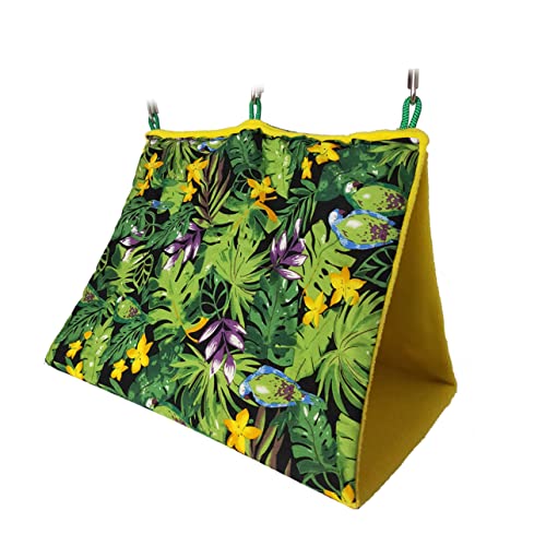 Warmhm XL Parrot Hammock Sommer Vogelbett mit Druck Hängendes Schlafnest für Vögel für Papageien und Kleine Haustiere und Bequemes Material Grünes Design von Warmhm