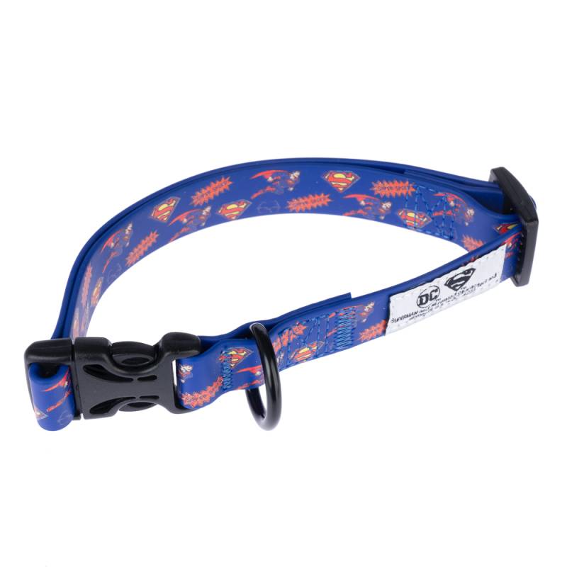DC Superman Halsband, blau - Größe S: 25 - 36 cm Halsumfang, 20 mm breit von Warner Bros